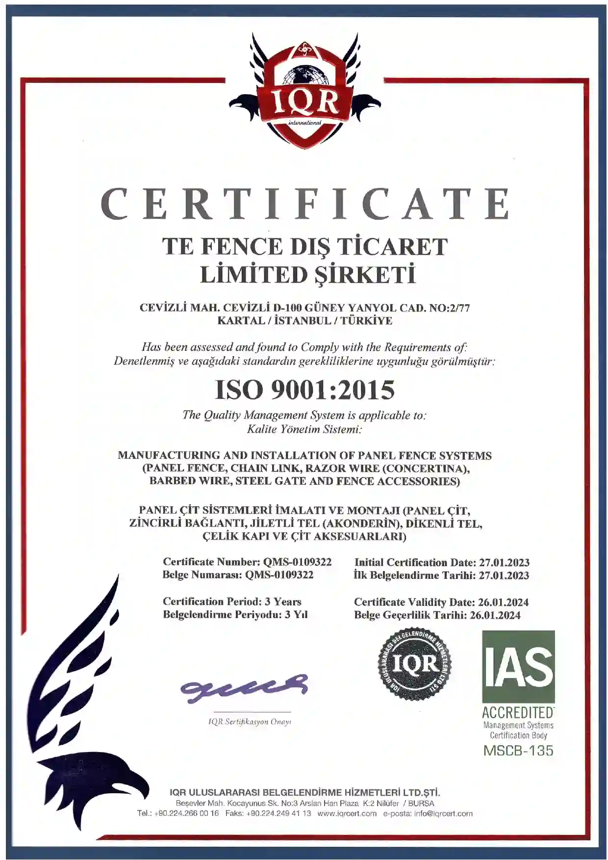 TE-FENCE-9-ISO-9001-2015